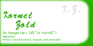 kornel zold business card